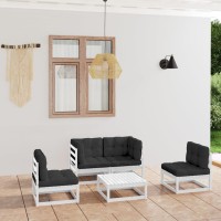 vidaXL 5 Piece Patio Lounge Set with Cushions Solid Pinewood