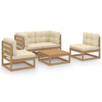 vidaXL 5 Piece Patio Lounge Set with Cushions Solid Pinewood