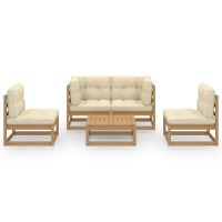 vidaXL 5 Piece Patio Lounge Set with Cushions Solid Pinewood