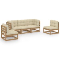 vidaXL 5 Piece Patio Lounge Set with Cushions Solid Pinewood