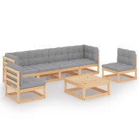 vidaXL 7 Piece Patio Lounge Set with Cushions Solid Pinewood