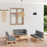 vidaXL 7 Piece Patio Lounge Set with Cushions Solid Pinewood