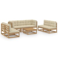 vidaXL 8 Piece Patio Lounge Set with Cushions Solid Pinewood