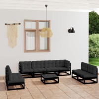 vidaXL 9 Piece Patio Lounge Set with Cushions Solid Pinewood