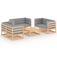 vidaXL 7 Piece Patio Lounge Set with Cushions Solid Pinewood