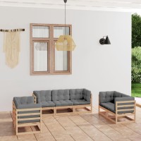 vidaXL 7 Piece Patio Lounge Set with Cushions Solid Pinewood