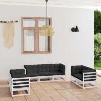 vidaXL 7 Piece Patio Lounge Set with Cushions Solid Pinewood