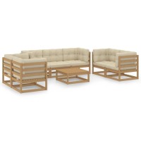 vidaXL 8 Piece Patio Lounge Set with Cushions Solid Pinewood