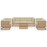 vidaXL 8 Piece Patio Lounge Set with Cushions Solid Pinewood