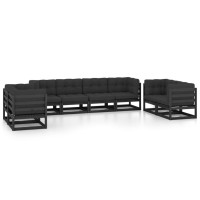 vidaXL 8 Piece Patio Lounge Set with Cushions Solid Pinewood