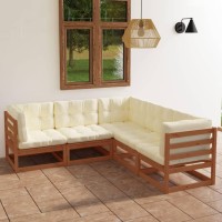 vidaXL 5 Piece Patio Lounge Set with Cushions Solid Pinewood