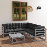 vidaXL 6 Piece Patio Lounge Set with Cushions Solid Pinewood