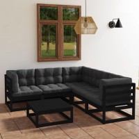 vidaXL 6 Piece Patio Lounge Set with Cushions Solid Pinewood