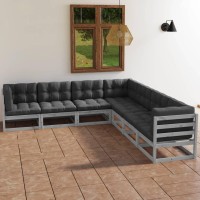 vidaXL 7 Piece Patio Lounge Set with Cushions Solid Pinewood