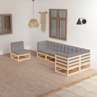 vidaXL 6 Piece Patio Lounge Set with Cushions Solid Pinewood