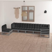 vidaXL 7 Piece Patio Lounge Set with Cushions Solid Pinewood