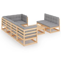 vidaXL 8 Piece Patio Lounge Set with Cushions Solid Wood Pine