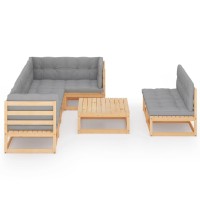 vidaXL 8 Piece Patio Lounge Set with Cushions Solid Wood Pine