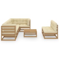 vidaXL 8 Piece Patio Lounge Set with Cushions Solid Pinewood