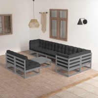 vidaXL 9 Piece Patio Lounge Set with Cushions Solid Pinewood