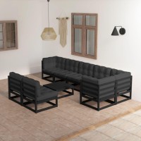 vidaXL 9 Piece Patio Lounge Set with Cushions Solid Pinewood