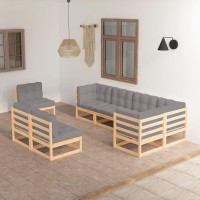 vidaXL 8 Piece Patio Lounge Set with Cushions Solid Pinewood