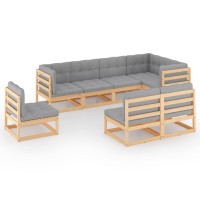 vidaXL 8 Piece Patio Lounge Set with Cushions Solid Pinewood