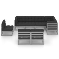 vidaXL 8 Piece Patio Lounge Set with Cushions Solid Pinewood