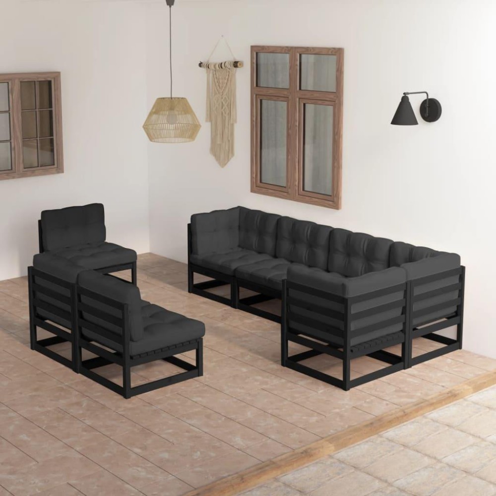 vidaXL 8 Piece Patio Lounge Set with Cushions Solid Pinewood