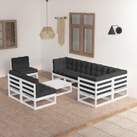 vidaXL 9 Piece Patio Lounge Set with Cushions Solid Pinewood