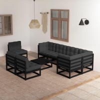 vidaXL 9 Piece Patio Lounge Set with Cushions Solid Pinewood