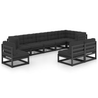 vidaXL 9 Piece Patio Lounge Set with Cushions Solid Pinewood