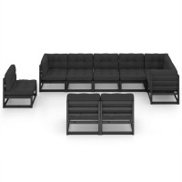 vidaXL 9 Piece Patio Lounge Set with Cushions Solid Pinewood