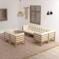 vidaXL 7 Piece Patio Lounge Set with Cushions Solid Pinewood