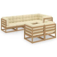 vidaXL 7 Piece Patio Lounge Set with Cushions Solid Pinewood