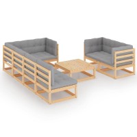 vidaXL 8 Piece Patio Lounge Set with Cushions Solid Pinewood