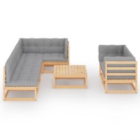 vidaXL 8 Piece Patio Lounge Set with Cushions Solid Pinewood