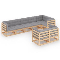 vidaXL 8 Piece Patio Lounge Set with Cushions Solid Pinewood