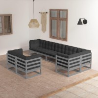 vidaXL 8 Piece Patio Lounge Set with Cushions Solid Pinewood