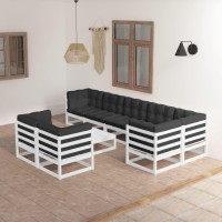 vidaXL 9 Piece Patio Lounge Set with Cushions Solid Pinewood