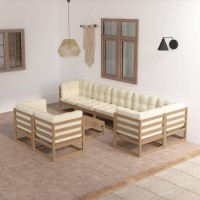 vidaXL 9 Piece Patio Lounge Set with Cushions Solid Pinewood