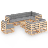 vidaXL 9 Piece Patio Lounge Set with Cushions Solid Pinewood