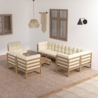 vidaXL 9 Piece Patio Lounge Set with Cushions Solid Pinewood