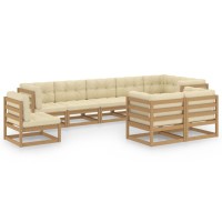 vidaXL 9 Piece Patio Lounge Set with Cushions Solid Pinewood