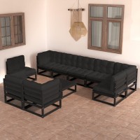 vidaXL 10 Piece Patio Lounge Set with Cushions Solid Pinewood