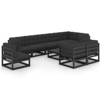 vidaXL 10 Piece Patio Lounge Set with Cushions Solid Pinewood