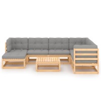 vidaXL 8 Piece Patio Lounge Set with Cushions Solid Wood Pine