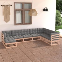 vidaXL 8 Piece Patio Lounge Set with Cushions Solid Pinewood