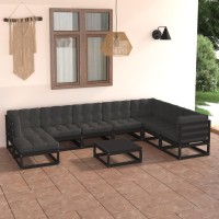 vidaXL 9 Piece Patio Lounge Set with Cushions Solid Pinewood