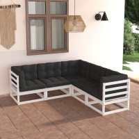 vidaXL 5 Piece Patio Lounge Set with Cushions Solid Pinewood